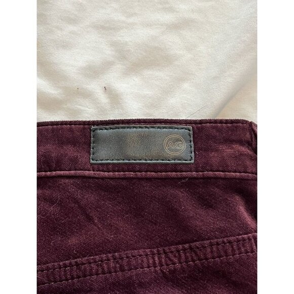 Adriano Goldschmeid The Isabelle High Rise Straight Crop Burgundy Velvet Size 25 - Picture 8 of 13
